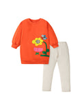 Spring And Autumn Girls Flower, Bee Pattern Top Sweatshirt And Solid Color Pants - MyKids-USA™