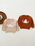 Autumn Arrival Baby Kids Unisex Comfortable Halloween Ghost Pattern Knitted Long Sleeves Pullover