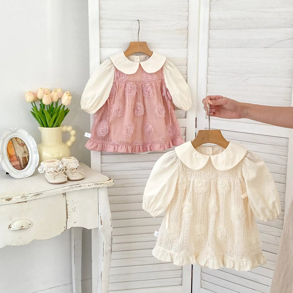 Arrival Autumn Baby Girls Long Sleeves Simple Top and Floral Pattern Dress – Detachable Clothing Set - MyKids-USA™
