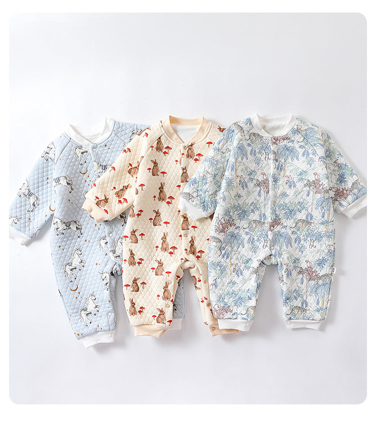 Baby Unisex Cartoon Print Cotton Padded Thickened Winter Romper - MyKids-USA™