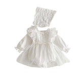 Spring Baby White Embroidery Lace Mesh Princess Onesie Dress For Girls - MyKids-USA™