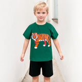 Kids’ Animals Cartoon Pattern Short Sleeves T-shirt in European and American Style for Summer