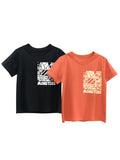 Boys’ Little Monster Cartoon and Letters Print T-shirt in European and American