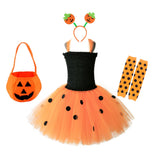 Children’s Halloween Pumpkin Tutu Dress With 3-Pieces Jewelry - MyKids-USA™