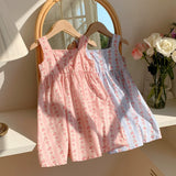 Summer Baby Kids Girls Sleeveless Flowers Pattern Printed Striped Dress - MyKids-USA™