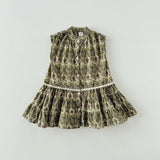 Summer Kids Girls Sleeveless Vintage Style Single Breasted Dress