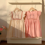Summer Arrival Baby Kids Girls Vintage Sleeveless Flowers Pattern Dress