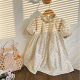Summer Arrival Baby Kids Girls Cute Short Sleeves Flowers Pattern Printed Dress