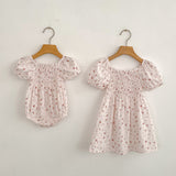 Summer Baby Girls French-style Flowers Pattern Short-sleeved Onesies and Dress – Princess Sister Matching