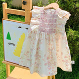 Summer New Arrival Baby Kids Girls Sleeveless Flowers Pattern Crew Neck Princess Dress