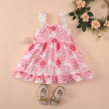 Baby Girl Rabbit & Egg Graphic Mesh Patchwork Design Sleeveless Dress - MyKids-USA™