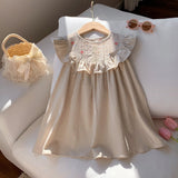 Summer Baby Kids Girls Sleeveless Floral Pattern Printed Brown Dress - MyKids-USA™