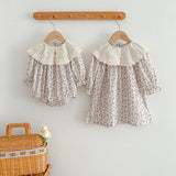 Floral Adorable Baby Embroidery Doll Collar Onesies And Girls’ Dress – Princess Sister Matching Set - MyKids-USA™