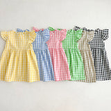 Kids Girls Plaid Short Sleeves Princess Dress