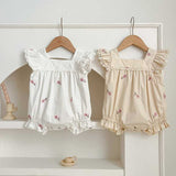 Summer Baby Girls Floral Square Neck Onesie - MyKids-USA™