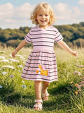 Summer Striped Dress for Girls, European and American Cute Animals Cartoon Pattern Dress - MyKids-USA™