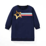 Baby Girl Navy Blue Fashion Long Sleeve Autumn Dress - MyKids-USA™