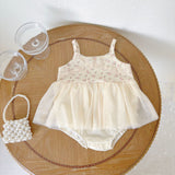 Summer Arrival Baby Girls Cute Sleeveless Floral Pattern Dress Design Strap Onesies
