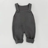 Spring Arrival Baby Unisex Sleeveless Simple Solid Color Knitted Strap Rompers Overalls