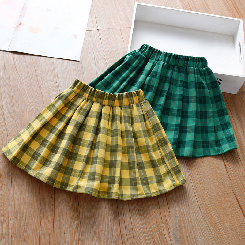 Summer Hot Selling Kids Girls Plaid Casual Preppy Skirt - MyKids-USA™