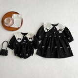 Autumn Mesh Patched Design Long Sleeve Dress - MyKids-USA™