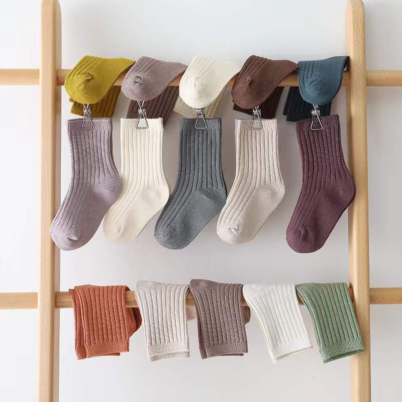 Baby Unisex 1Lot=5Pairs Solid Pit Bar Double-Needled Socks - MyKids-USA™