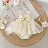 Summer Arrival Baby Girls Cute Sleeveless Butterfly-bow Decorated Dress Design Strap Onesies - MyKids-USA™