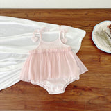 Summer Arrival Baby Girls Cute Waffle Grid Sleeveless Dress Design Strap Onesies - MyKids-USA™