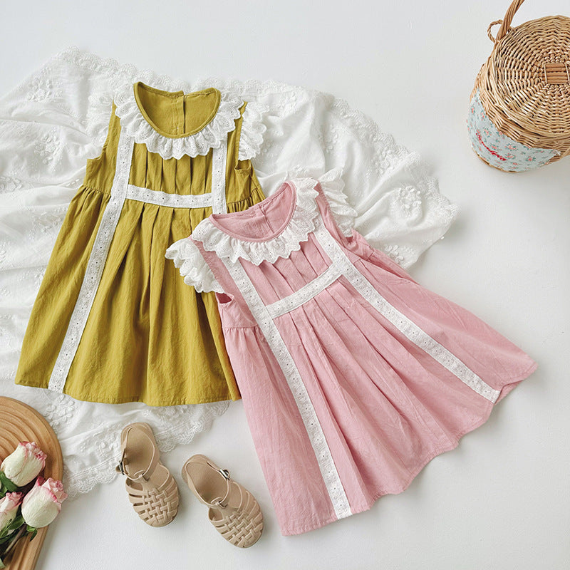 Summer Kids Girls Pleated Sleeveless Ruffle Design Princess Dress - MyKids-USA™