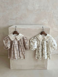 Baby Girls Turndown Collar Floral Soft Spring Vintage Dress