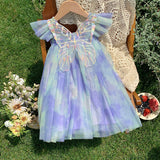 Summer Baby Kids Girls Gradient Fly Sleeves Butterfly Design Mesh Princess Dress - MyKids-USA™