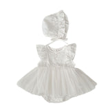 Summer Arrival Baby Girls Cute Solid Color Floral Embroidery Fly Sleeves Dress Design Onesies