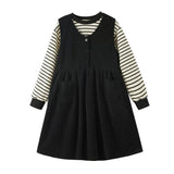 Girls Striped Pullover Tops Black Dress Sets - MyKids-USA™