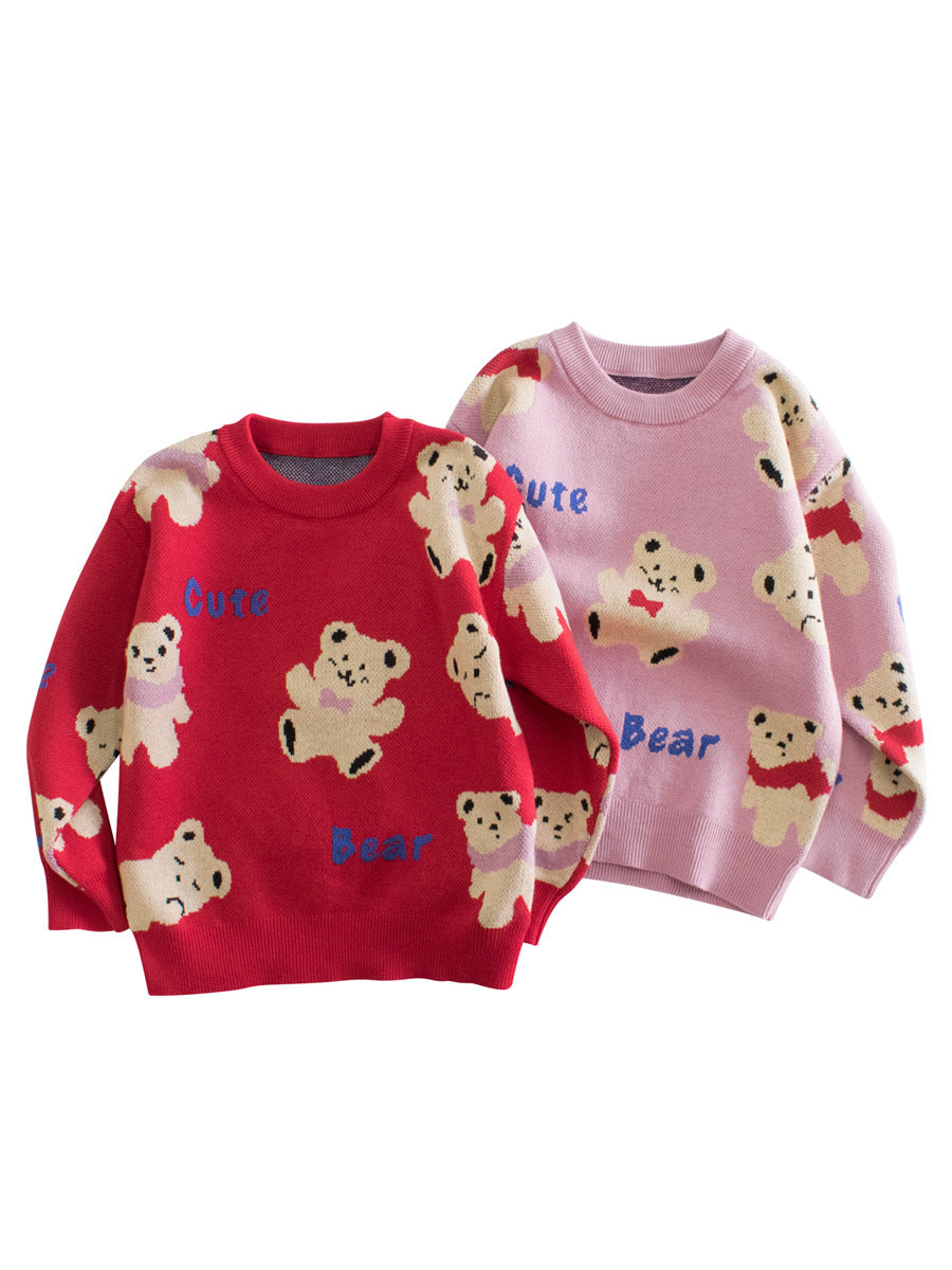 Colors Of Children Girls Knitted Cute Teddy Bear Pullover Sweater For Spring – Baby Clothing - MyKids-USA™