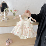 Summer Arrival Baby Girls Cute Sleeveless Plaid Dress Design Strap Onesies