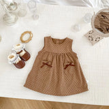 Autumn Baby Girls Long Sleeves Simple Knitted Top and Dots Pattern Sleeveless Dress – Clothing Set - MyKids-USA™