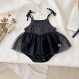 Summer Arrival Baby Girls Black Sleeveless Floral Dress Design Strap Onesies
