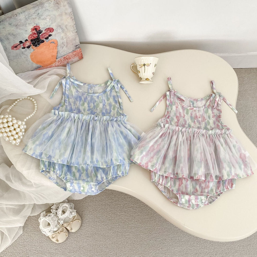 Summer Arrival Baby Girls Cute Tie Dye Sleeveless Dress Design Strap Onesies - MyKids-USA™