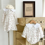 Spring Baby Girls French-style Floral Long-sleeved Onesies and Dress – Princess Sister Matching Set - MyKids-USA™