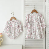 Spring Baby Girls French-style Floral Print Long-sleeved Onesies and Dress – Princess Sister Matching Set - MyKids-USA™