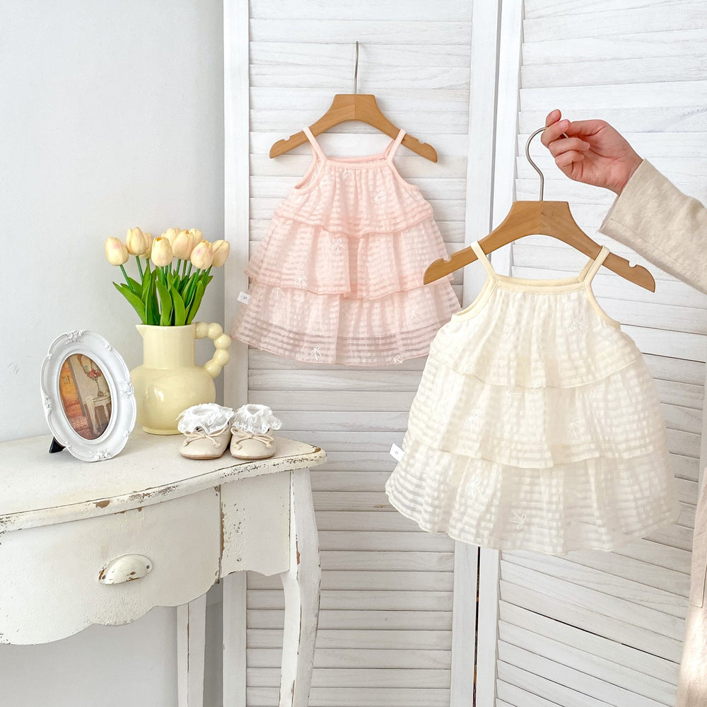 Summer Arrival Sleeveless Butterfly-bows Pattern Embroidered Tulle Dress for Stylish Girls - MyKids-USA™