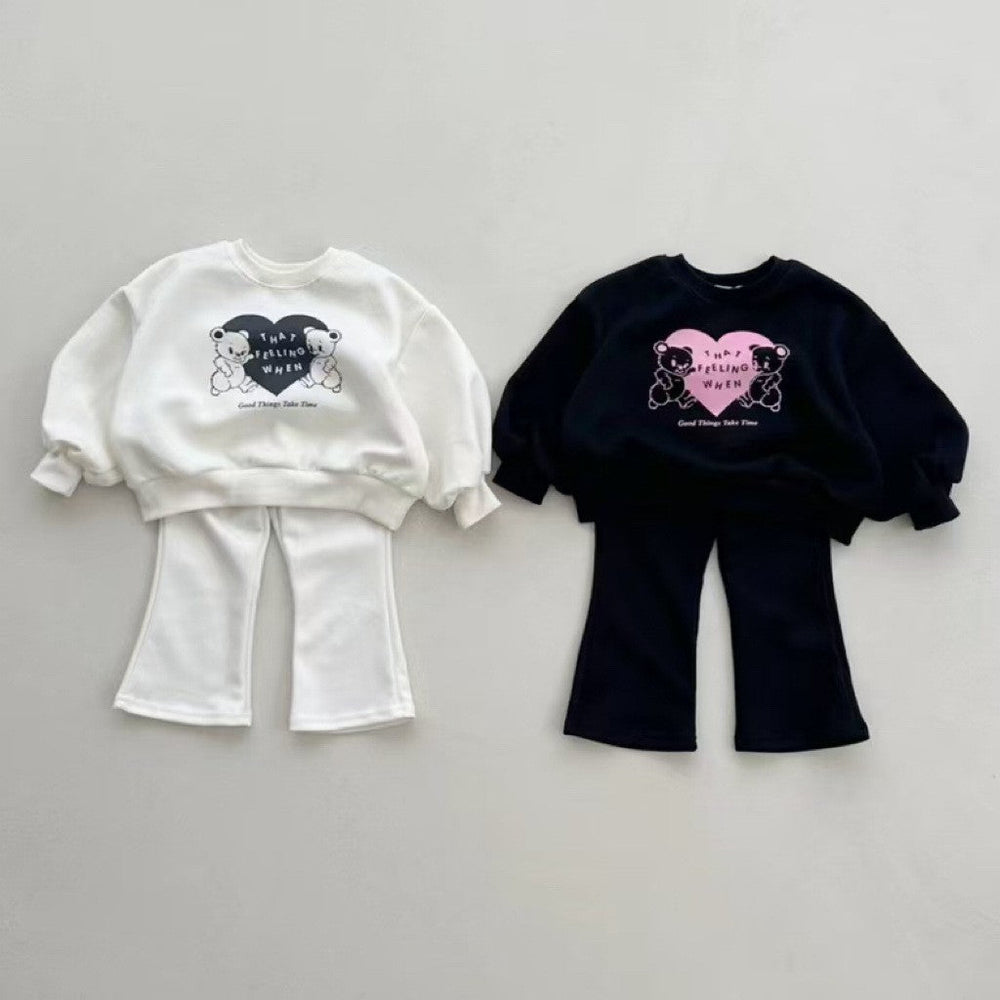 Autumn Baby Kids Unisex Casual Letters and Teddy Bears Pattern Long Sleeves Top Pullover and Pants Clothing Set - MyKids-USA™