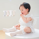 Baby Girl Solid Color Mesh Patched Design Lace Socks