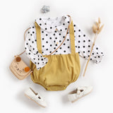 Baby Girl Polka Dot Pattern Doll Collar Design Fake Two Piece Backless Long Sleeve Onesies - MyKids-USA™
