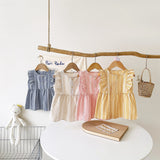 New Arrival Summer Baby Girls Plaid Sleeveless Cotton Dress
