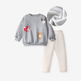 Spring and Autumn Girls Vivid Cartoon Animals Print Long Sleeves Crew Neck Top Sweatshirt and Solid Color Pants Clothing Set - MyKids-USA™