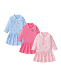Arrival Autumn Girls Long Sleeves Cartoon Style Pattern Turn-Down Collar Long Sleeves Polo Design Dress - MyKids-USA™