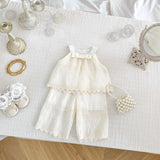 Summer Baby Kids Solid Color Sleeveless Dots Embroidery Pattern Top Dress and Pants Clothing Set for Girls - MyKids-USA™