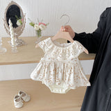 Summer Arrival Baby Girls Casual Sleeveless Leaves Pattern Dress Design Onesies