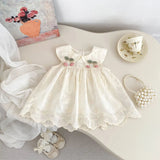 Summer Arrival Sleeveless Flowers Embroidered Pattern Dress for Stylish Girls